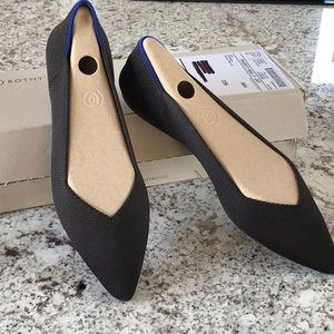 Rothy's Black Flats with Blue Trim